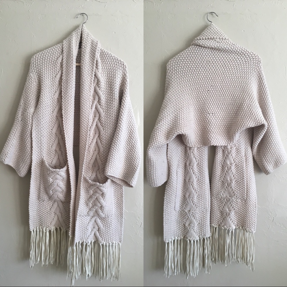 Haute Hippie thick knit fringe cardigan